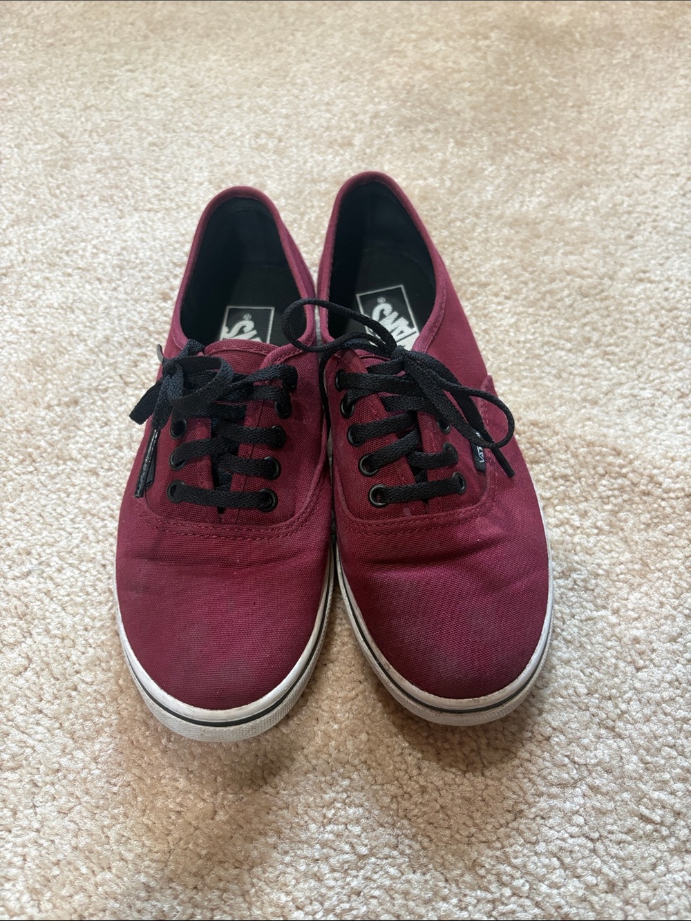 Vans Burgundy Canvas Lace-Up Sneakers with Black Laces